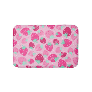 Kleurrijk roze aardbeienpatroon badmat