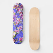 Kleurrijk roze blauw abstract bloemontwerp skateboard (Voorkant)
