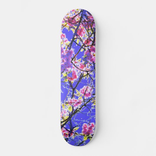 Kleurrijk roze blauw abstract bloemontwerp skateboard (Voorkant)
