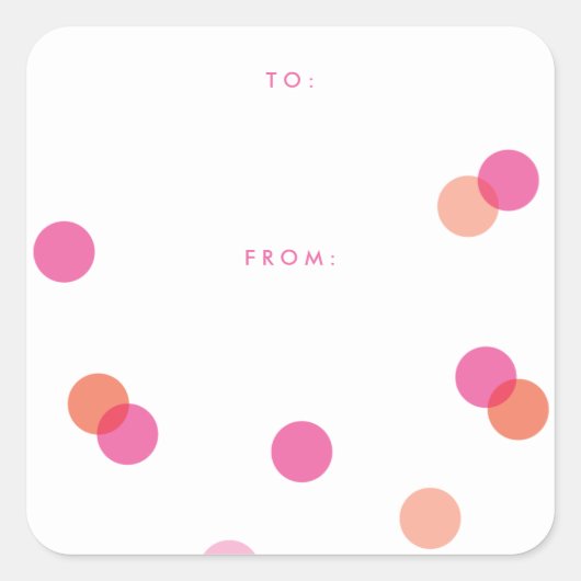 Kleurrijk Roze Confetti | Cadeau Vierkante Sticker (Voorkant)