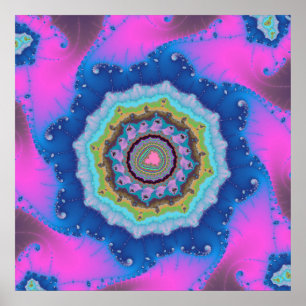Kleurrijk Roze en Blauw Fractal Poster