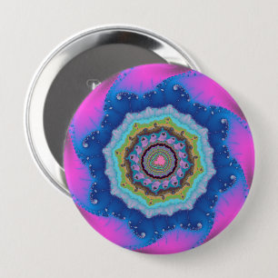 Kleurrijk Roze en Blauw Fractal Ronde Button 4,0 Cm
