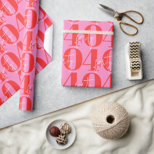 Kleurrijk Roze en Rood 40e Verjaardag Cadeaupapier