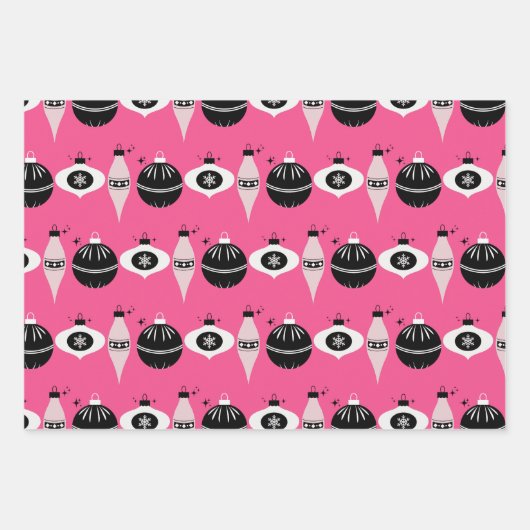 Kleurrijk roze en zwart kerst wrapping papier inpakpapier vel (Voorkant 2)