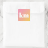 Kleurrijk Roze Geel Gradient Ombré Monogram Vierkante Sticker (Tas)