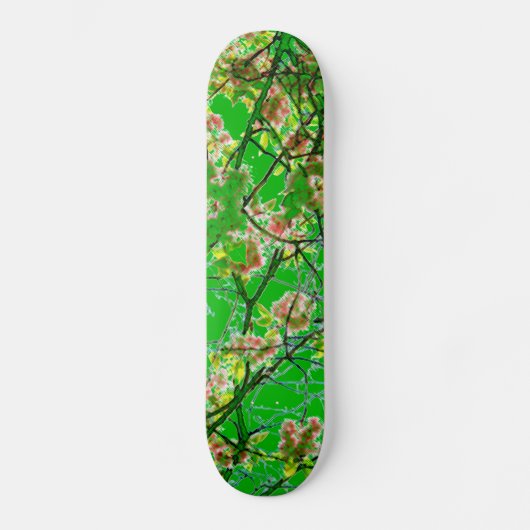 Kleurrijk roze groen abstract bloemendesign skateboard (Voorkant)