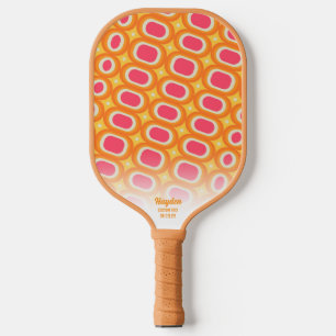 Kleurrijk Roze Oranje Abstract Retropatroon Aangep Pickleball Paddle