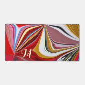 Kleurrijk Roze Rood Goud Monogram Vloeibaar Abstra Bureaumat (Voorkant)