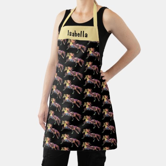 Kleurrijk Running Horse Mandala ontwerp Schort (Insitu)