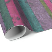 Kleurrijk Rustisch Hout Kijk Roze Blauwgroen Paars Cadeaupapier (Rol Hoek)