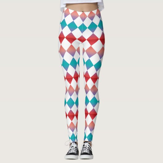 Kleurrijk Rutpatroon Met Diamant Leggings (Voorkant)