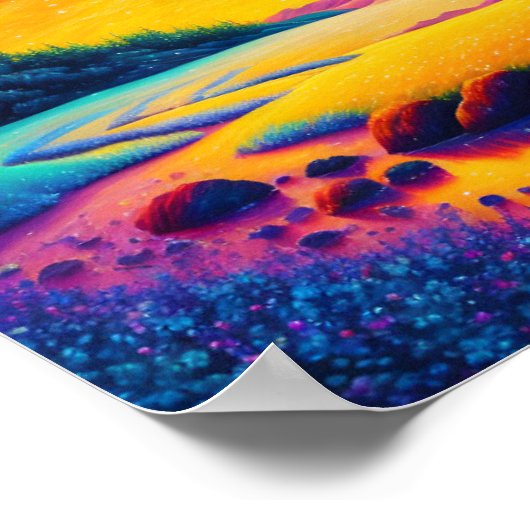 Kleurrijk 's nachts landschap poster (Hoek)