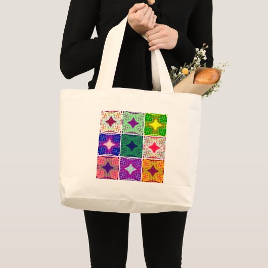 Kleurrijk schaakbord: een sterrenontwerp grote tote bag (Voorkant (product))