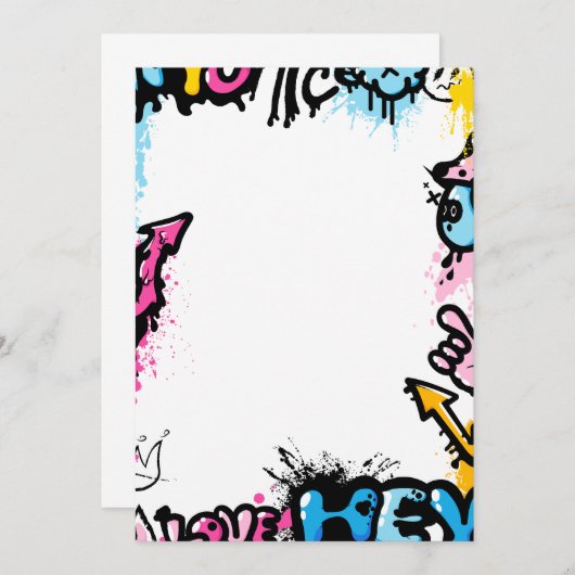 Kleurrijk schattig graffiti lijst, poster of poste bedankkaart (Voorkant / Achterkant)