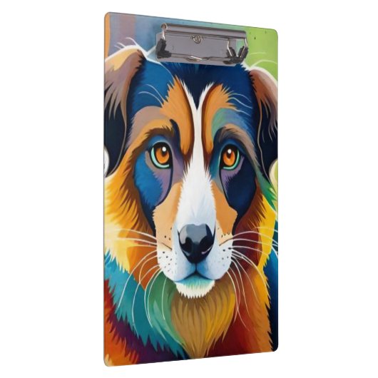 Kleurrijk schattig hondenportret close-up klembord (Rechts)