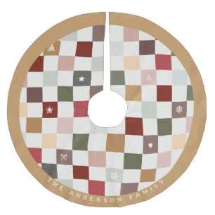 Kleurrijk Schattige Monogram Pastel Checkerboard Kerstboom Rok
