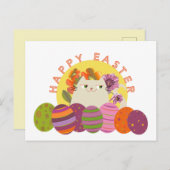 Kleurrijk Schattige Pasen Feestdagenkaart (Voorkant / Achterkant)