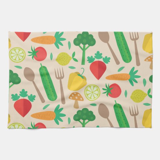 Kleurrijk Schattige plantaardig patroon Theedoek (Horizontaal)