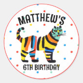 Kleurrijk Schattige Tijger Oerwoud Kat Verjaardags Ronde Sticker (Voorkant)