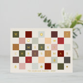 Kleurrijk Schattige Vrolijk Kerstfeest  Checkerboa Folie Feestdagenkaart (Staand Voorkant)