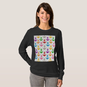 Kleurrijk scheepsankerontwerp wit t-shirt