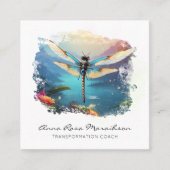 *~* Kleurrijk schilderij Lotus Abstract Dragonfly Vierkante Visitekaartje (Voorkant)