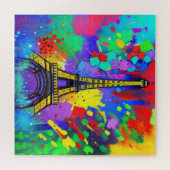 Kleurrijk schilderij van Eiffel Legpuzzel (Horizontaal)