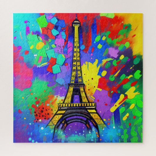 Kleurrijk schilderij van Eiffel Legpuzzel (Verticaal)