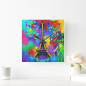 Kleurrijk schilderij van Eiffel Vierkante Klok (Huis)