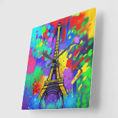 Kleurrijk schilderij van Eiffel Vierkante Klok (Hoek)