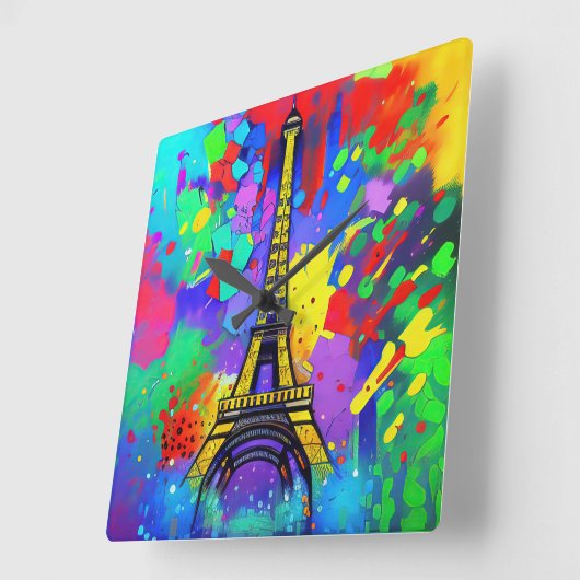 Kleurrijk schilderij van Eiffel Vierkante Klok (Hoek)