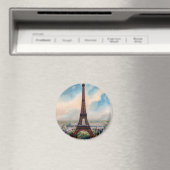  kleurrijk schilderij van Eiffeltoren Magneet (Insitu (Vaatwasser))