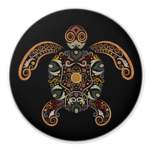 Kleurrijk schildpadontwerp keramische knop (Voorkant)