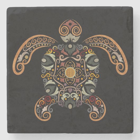 Kleurrijk  schildpadontwerp stenen onderzetter (Voorkant)