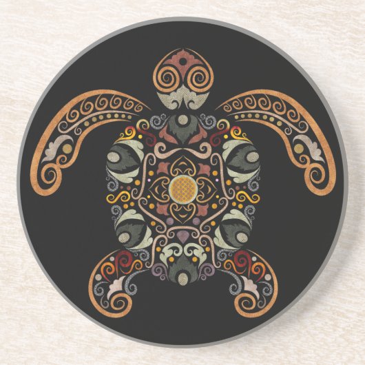 Kleurrijk schildpadontwerp zandsteen onderzetter (Voorkant)