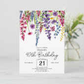 Kleurrijk Script Wildflowers 40ste verjaardag Kaart (Staand voorkant)