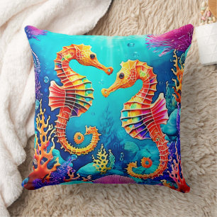 Kleurrijk Seahorse Pair Design Kussen