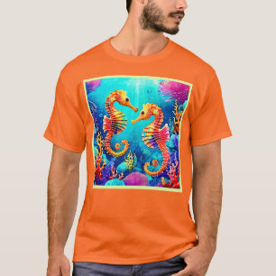 Kleurrijk Seahorse Pair Design T-shirt