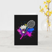Kleurrijk Shuttle Racket _ Badmintonspeler  Kaart (Gele Bloem)