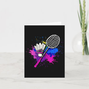 Kleurrijk shuttle racket _ badmintonspeler kaart
