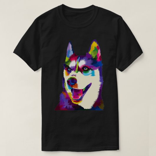 Kleurrijk Siberisch husky geometrisch helder Dog a T-shirt (Design voorkant)