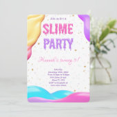 Kleurrijk slijm verjaardagsfeestje kaart (Staand voorkant)