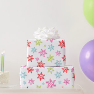 Kleurrijk Sneeuwvliespatroon – Feestelijk Winteron Cadeaupapier