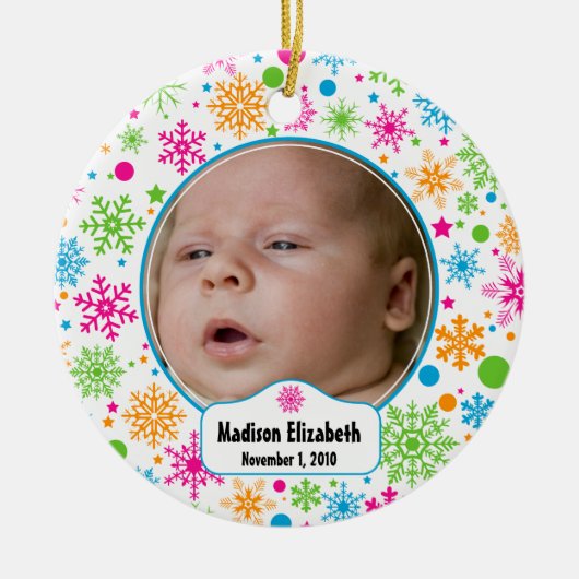 Kleurrijk sneeuwvlok Ornament (Voorkant)