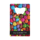 Kleurrijk Snoep, Buttonnen van Snoepjes, zoet, Jou Kredietkaart Flessenopener (Voorkant)