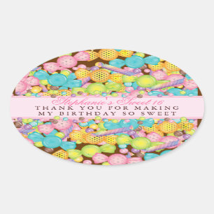 Kleurrijk Snoep Sweet 16 Favor Dank u Sticker