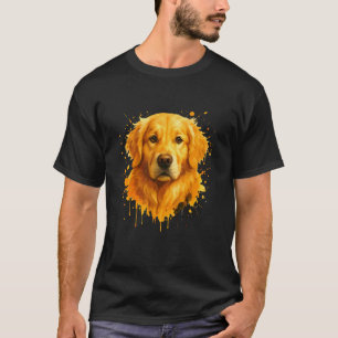 Kleurrijk spetterkunst portret van een Gouden Retr T-shirt