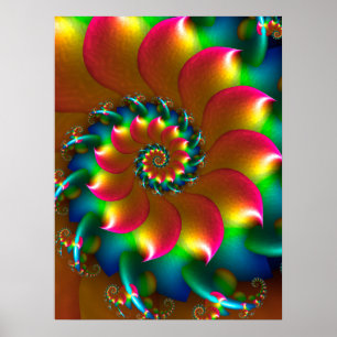 Kleurrijk spiraalvormig fractal ontwerp poster