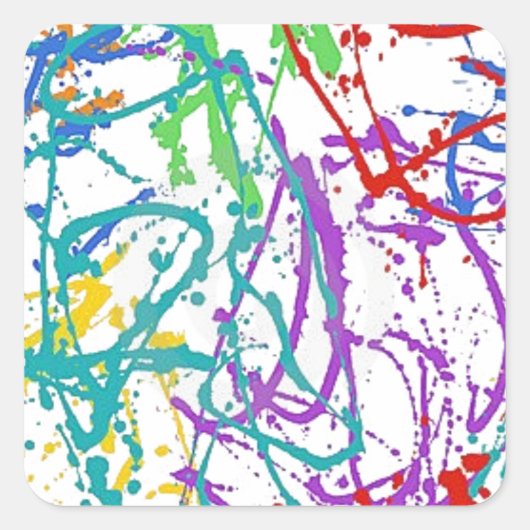 Kleurrijk Splatter Paint Pattern Vierkante Sticker (Voorkant)