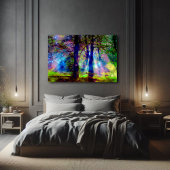 Kleurrijk sprookje Fantasy Forest Art Canvas Afdruk